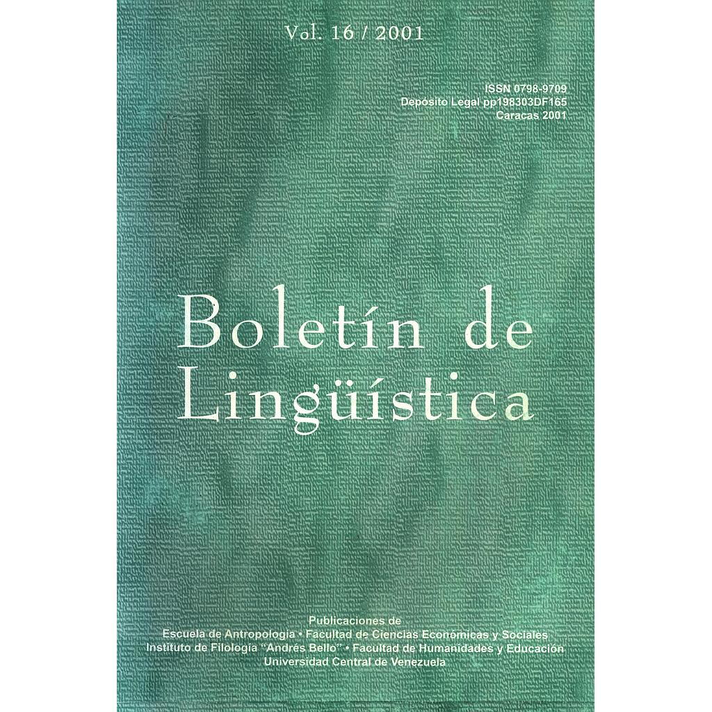 Boletín de Lingüística Nº16/2001