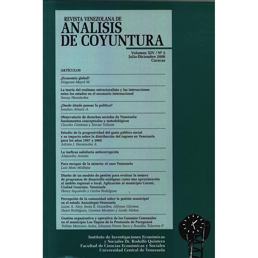Revista venezolana de análisis de coyuntura. Volumen XIV/N°2/2008