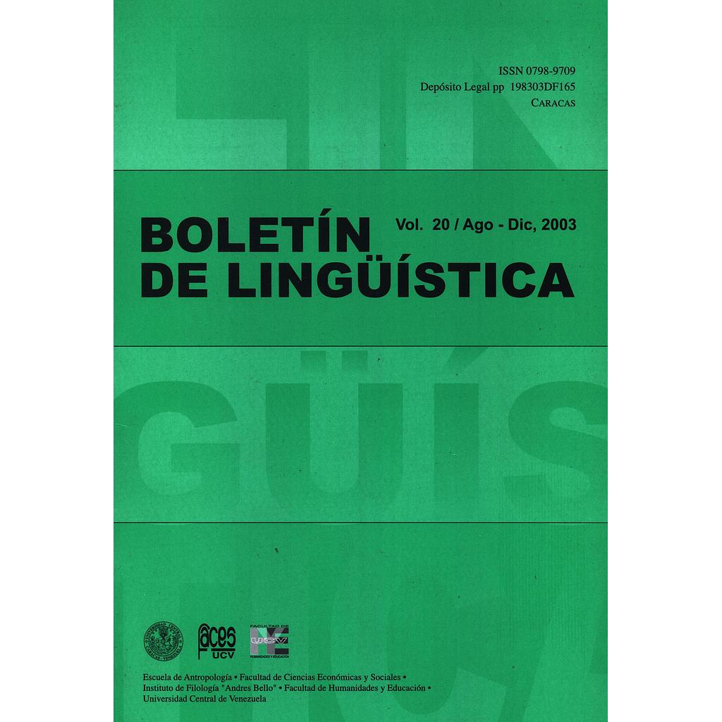 Boletín de Lingüística Nº20/2003